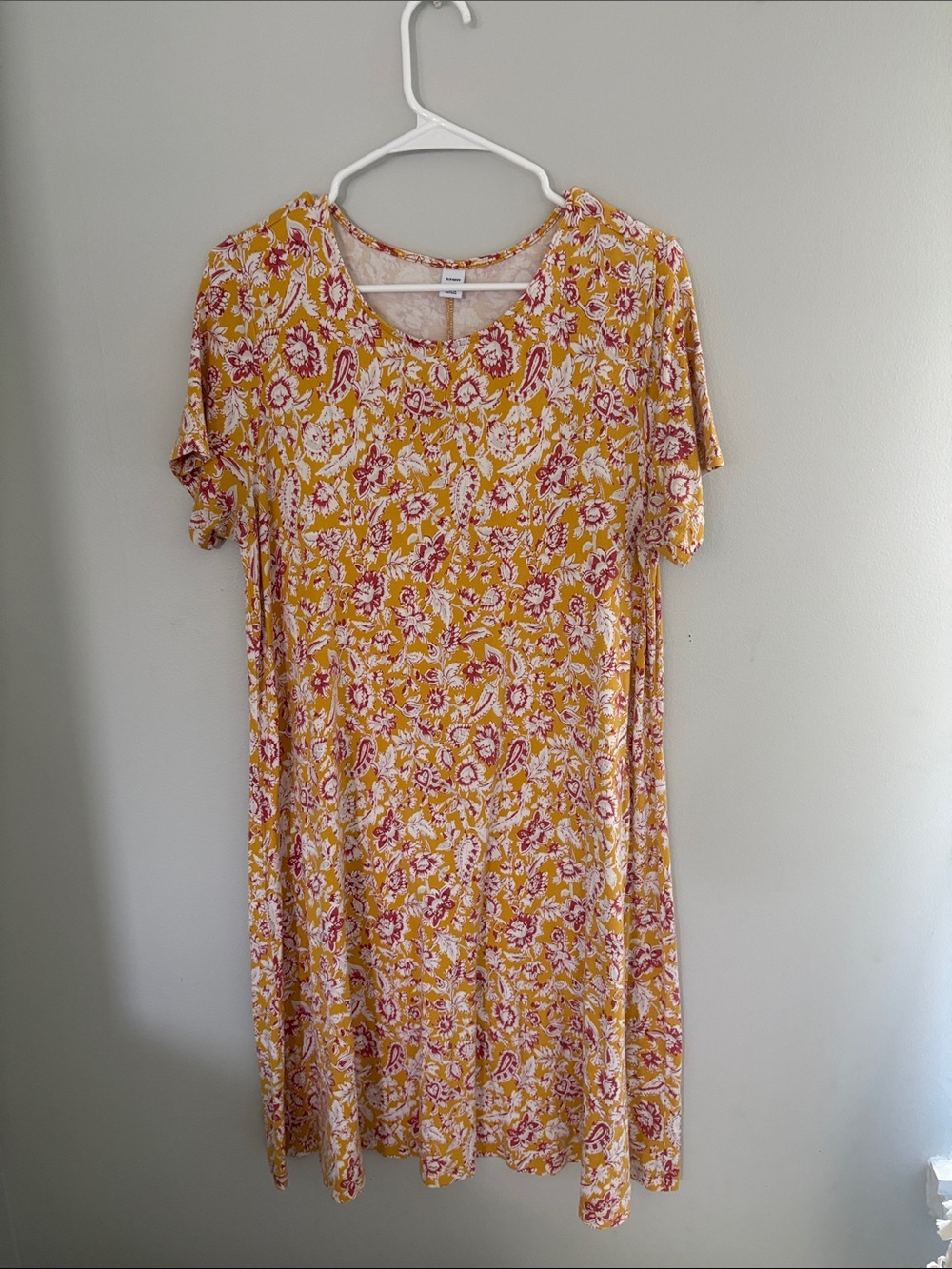 Old Navy Yellow Floral Short Sleeve Swing Dress